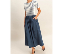 Striped Poplin Midi Dress