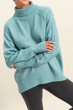 Aqua Turtleneck Sweater