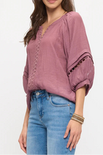 Berry Crochet Peasant Top