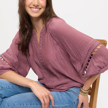 Berry Crochet Peasant Top