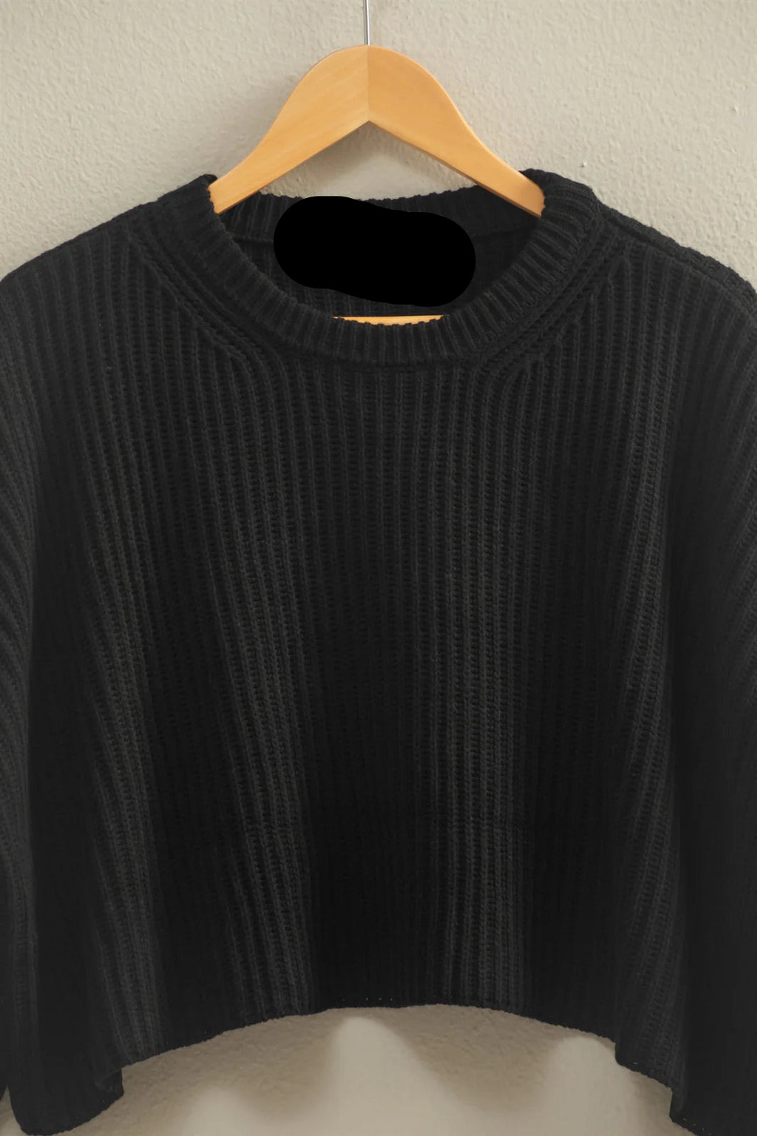Relaxed Ribbed Knit Balloon Sleave Sweater