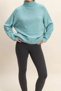 Aqua Turtleneck Sweater