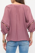 Berry Crochet Peasant Top