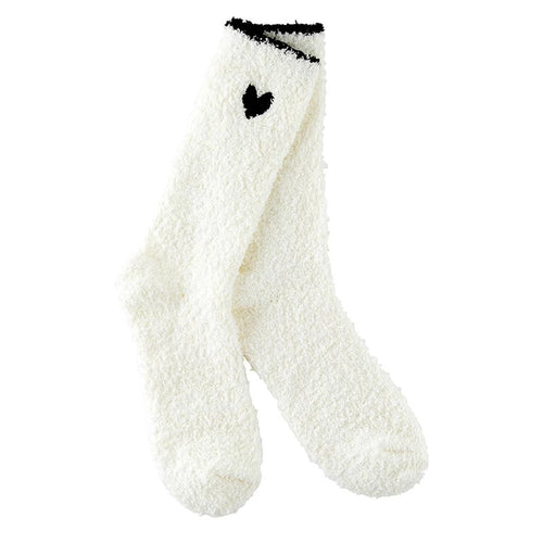 Cozy Socks with Black Trim and Black Heart