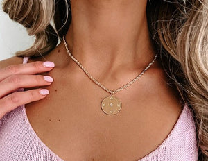 Gold Charm Rope Chain Necklace