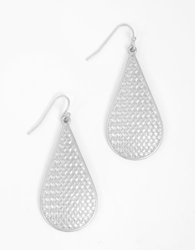 Textured Silver Teardrop Earrings