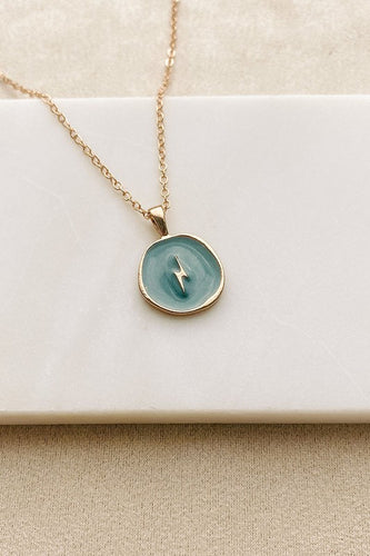 Dainty Blue Disc Necklace
